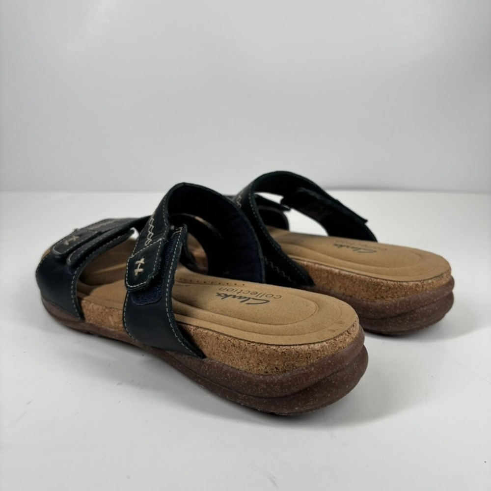 Clarks Roseville Bay Women's US 9M Black Leather Comfort Strappy Slide Sandals - Picture 11 of 16